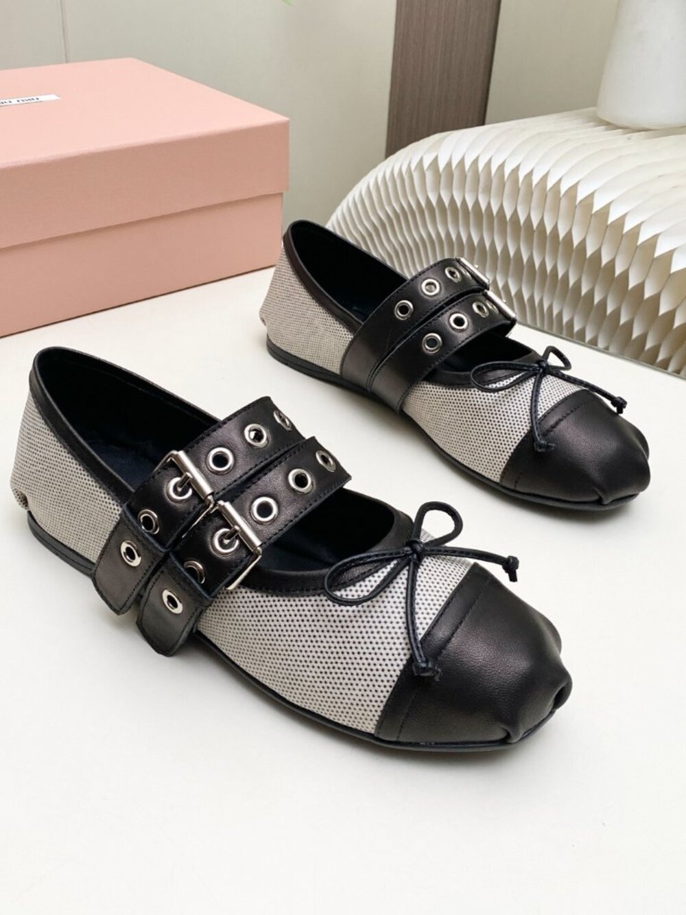 Miu Miu Two-Tone Mary Jane Ballet Flats